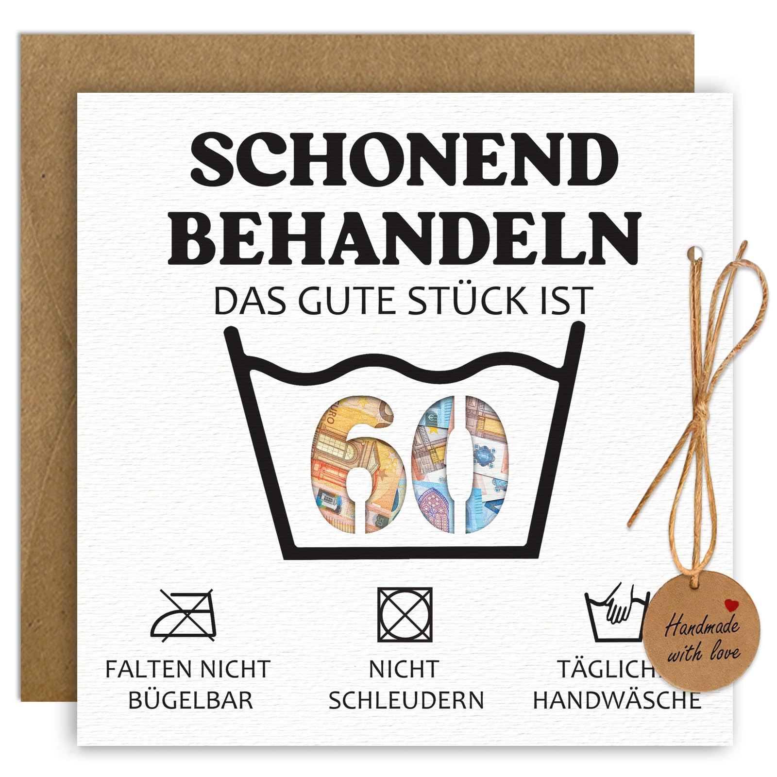 BOYATONG Geldgeschenke Geburtstag 60 mit Umschlägen, Geldgeschenke Verpackung Geburtstagskarte 60, Lustig Geschenke zum 60 Geburtstag Frau Mann, Schonend Behandeln Geschenk 60 Geburtstag Mann Frau