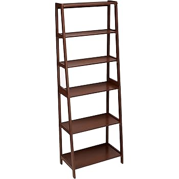 Amazonbasics Libreria Aperta A 5 Livelli Classica In Legno Massello Dell Albero Della Gomma Noce Amazon It Casa E Cucina