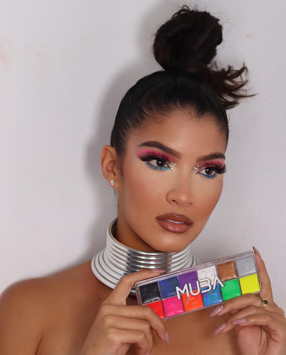 MUBA COSMETICS Viva La Noche- Face Paint Palette- 12-Color Face Painting Kit for Body & Face Makeup - Oil Based Body Paint Makeup Palettes for Face Painting, Eye Color Primer and SFX Makeup