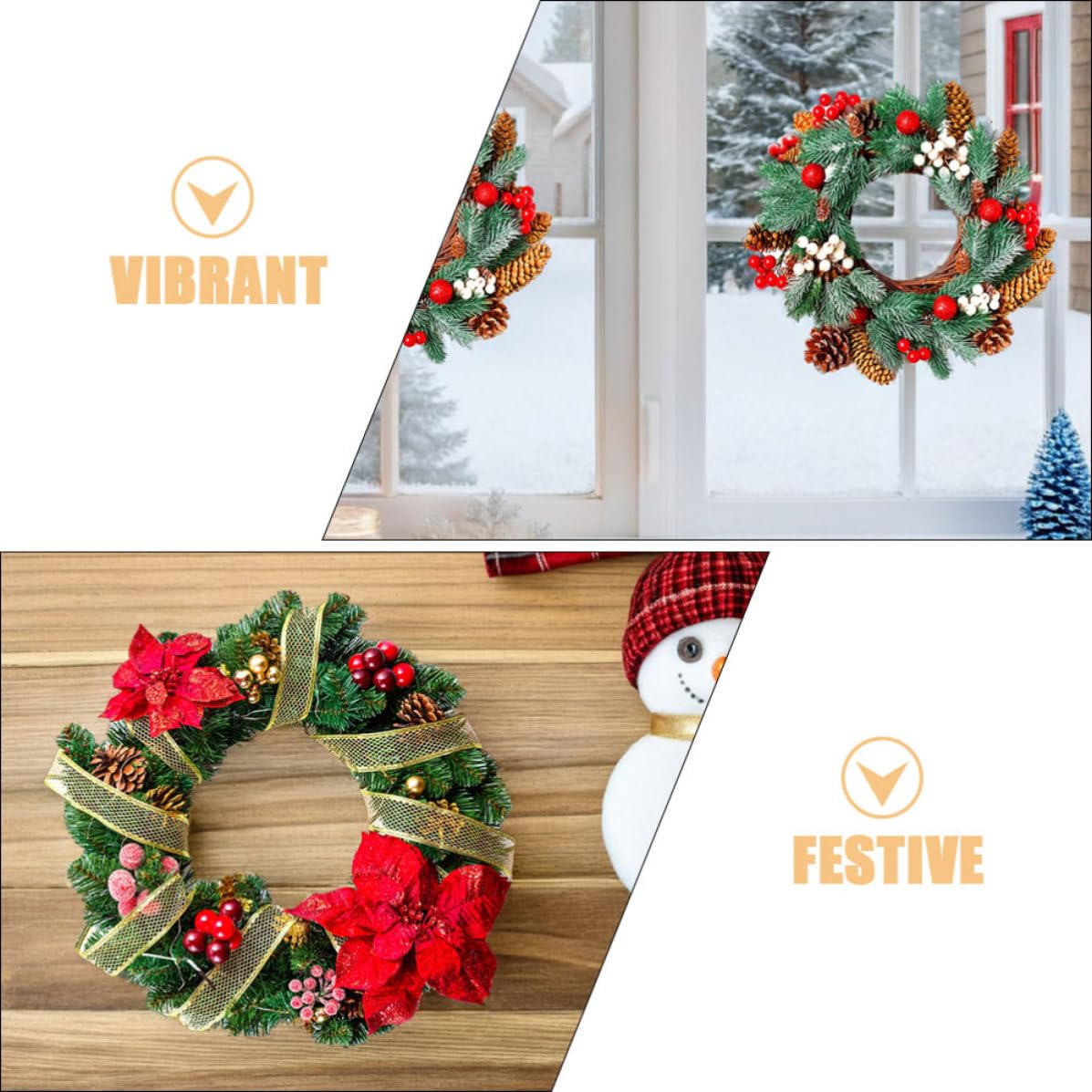 TOYANDONA 24 Pièces Autocollant de Fenêtre Couronne de Noël Pvc à