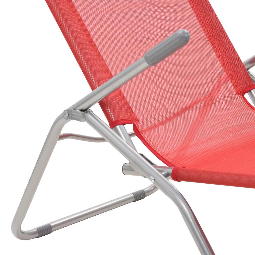 Składane leżaki 2 szt. textilene czerwone regulowane oparcie składany zestaw leżaków plażowych stal malowana proszkowo oddychająca tkanina ogród plaża