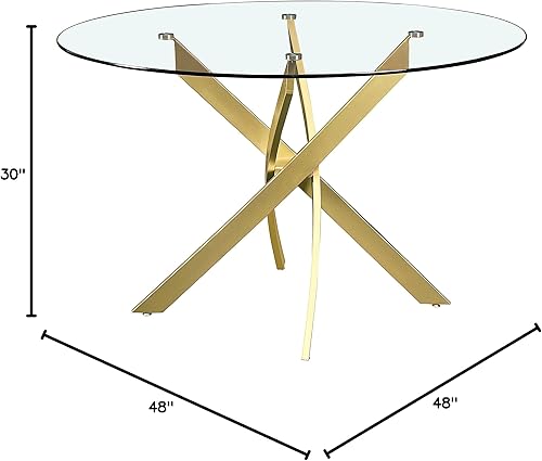 Miniatura 3 de Meridian Furniture Xander Collection Modern - Mesa de comedor contemporánea con base de metal y parte superior redonda de vidrio templado 48