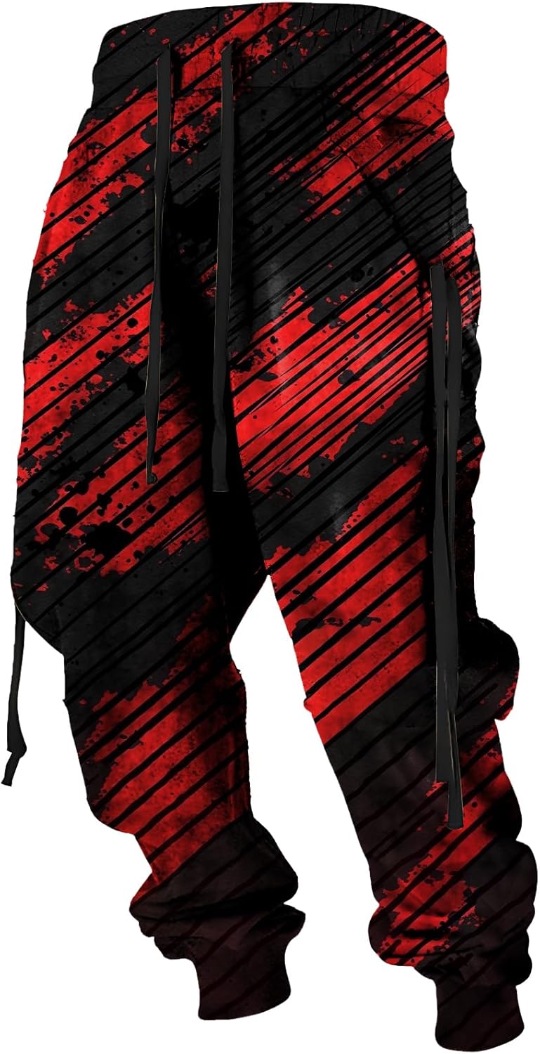 Western Cowboy Cargo Sweatpants for Men Cool Drawstring Waist Joggers with Pockets Casual Stylish Graphic Pants