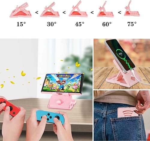 Miniatura 5 de YOOWA Funda de transporte rosa para Nintendo Switch modelo OLED 2021 Bonita funda de transporte NS OLED 4 en 1 con funda acoplable funda para