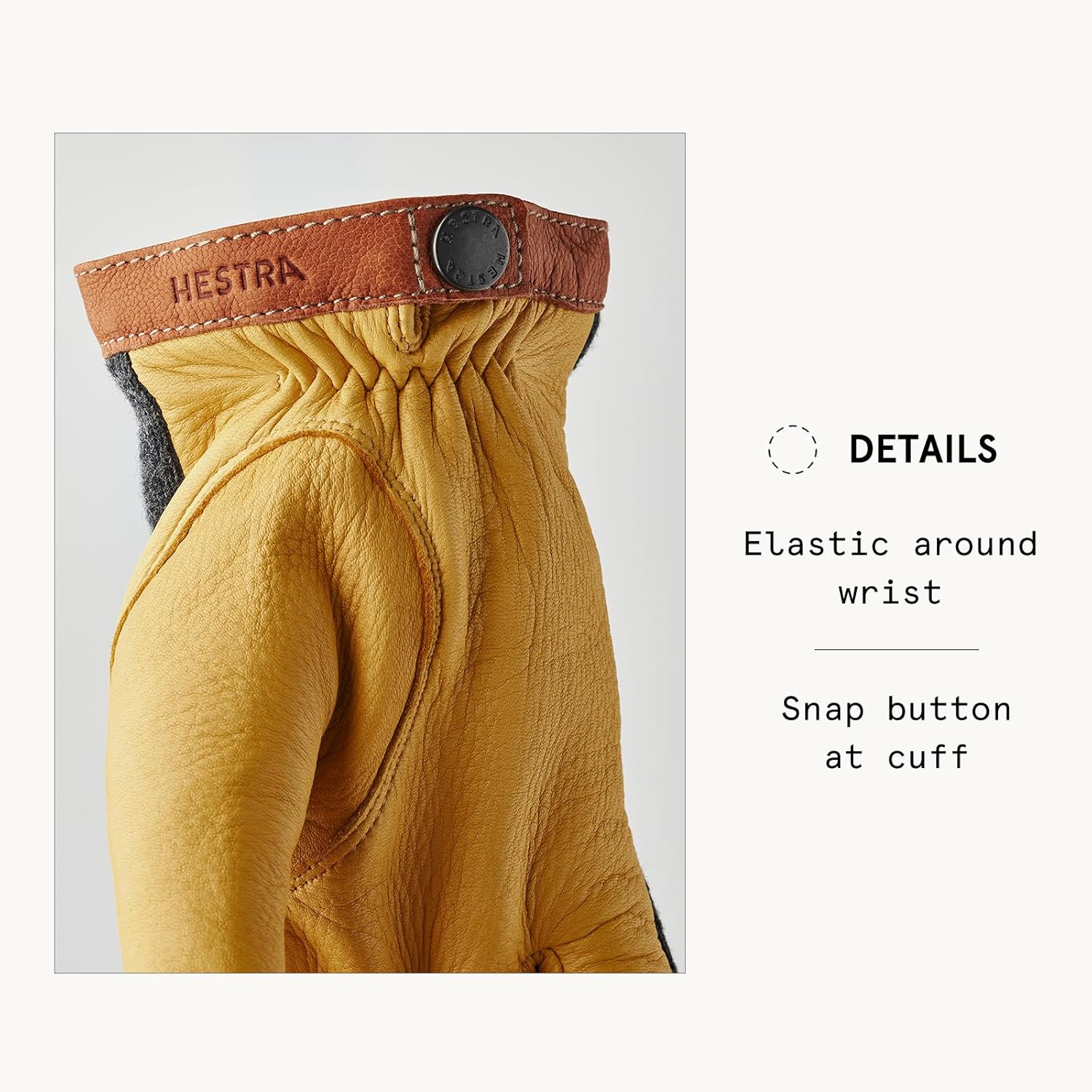 Hestra Men’s Deerskin Wool Tricot Gloves, Leather & Wool Gloves with Merino Wool Lining for Everyday Wear in Cold Weather - Image 4