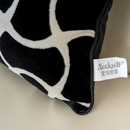 Miniatura 6 de Aeckself Funda de almohada de rayas onduladas negras de 12 x 20 pulgadas, funda de almohada lumbar de terciopelo de corte moderno de lujo para sofá,