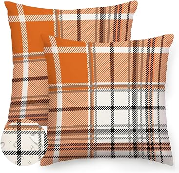 RABUSOFA Fall Pillow Covers 18x18 Tartan Plaid Fall Decorations for Home