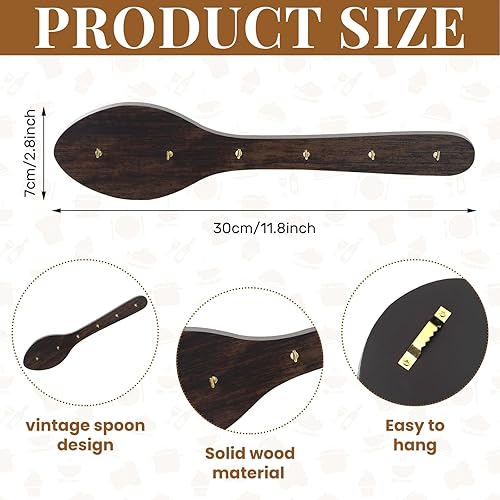 Miniatura 2 de Remerry Ganchos de madera para colgar utensilios de cocina, ganchos de madera para colgar utensilios de cocina, colgador de utensilios de madera con