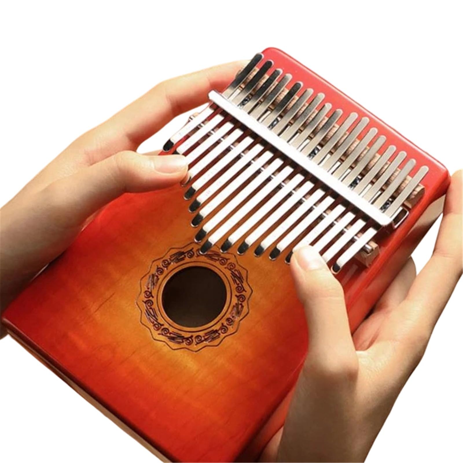 Kalimba portátil Kalimba De Arce Degradado Brillante | Esta kalimba es fácil de llevar.(Red)
