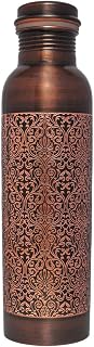 ANCIENT IMPEX Pure Copper Water Bottle 950 ml (Retro Finish with Etching Pattern) | Premium Ayurvedic Copper Bottle for Health Benefits | Leak-Proof, Joint less & Eco-Friendly Drinking Bottle.