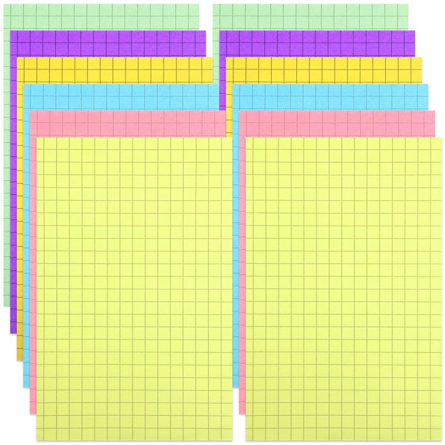 Amazon.co.jp: 12パッド 方眼紙 付箋 メモ帳 4 x 6インチ 方眼線