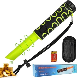 Metal Detector Pinpointer for Adults & Kids, Fully IP68 Waterproof Handheld Pin Pointer Wand with 9V Battery, Search Treasure Pinpointing Finder Probe, Green