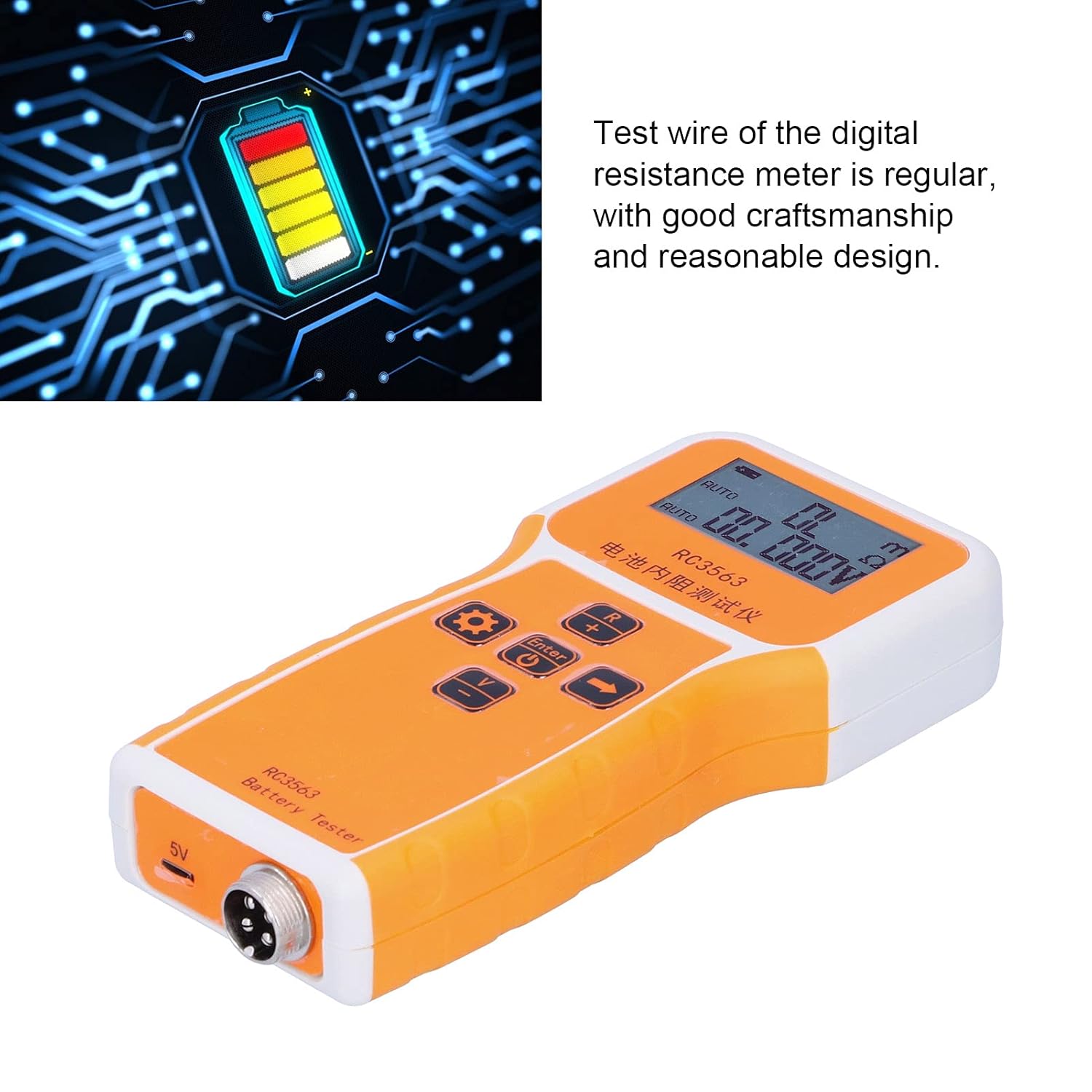 RC3563 Internal Resistance Tester Portable Battery Resistance Meter for Electric Vehicle Battery Maintenance ABS Material LCD Display