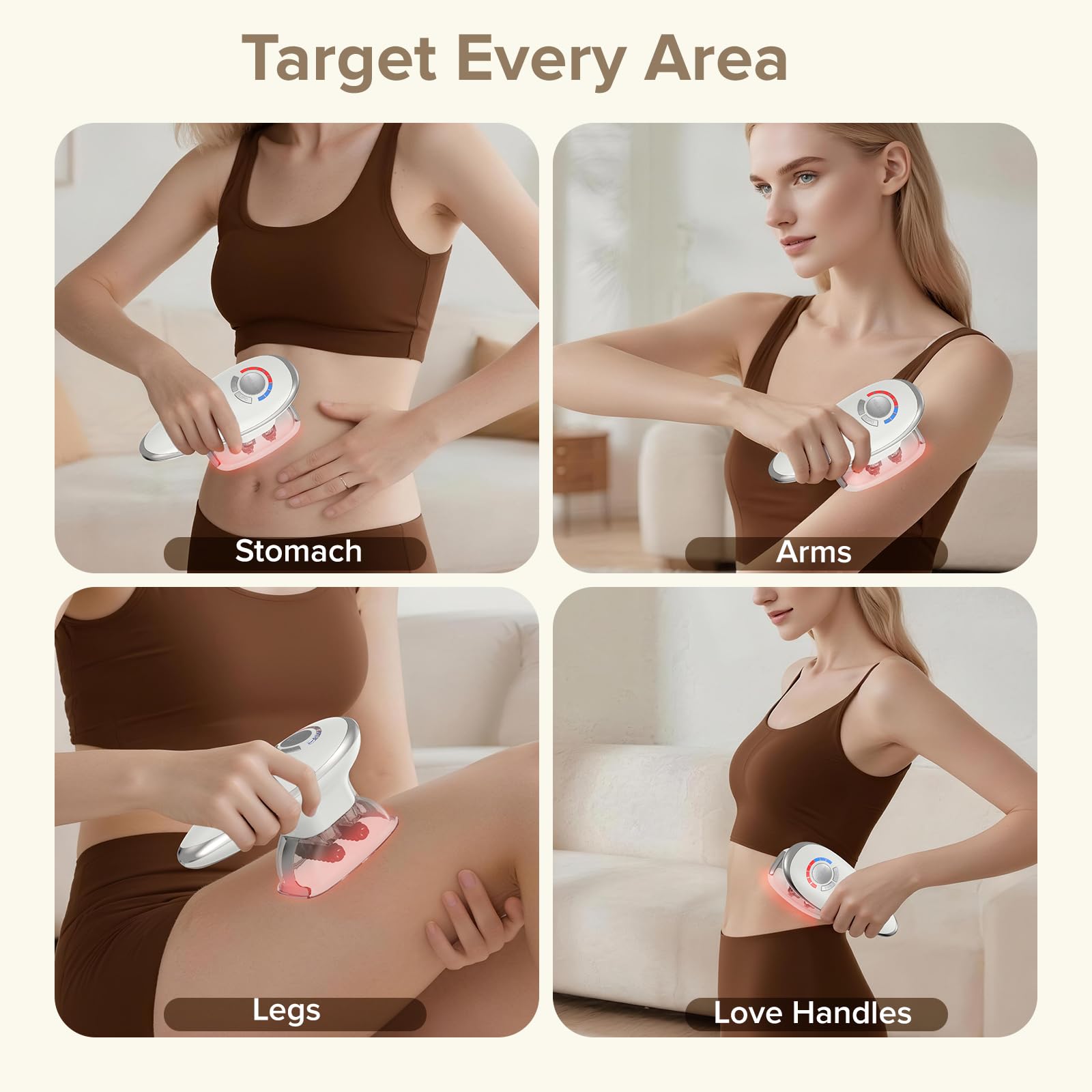 PELCAS Masseur Anti Cellulite, Ventouse Cellulite Électrique avec Rouleau de Massage et EMS, Palper-Rouler et Drainage Lymphatique pour Ventre, Bras, Jambes, Cuisses, Fesses et Poignées d’Amour