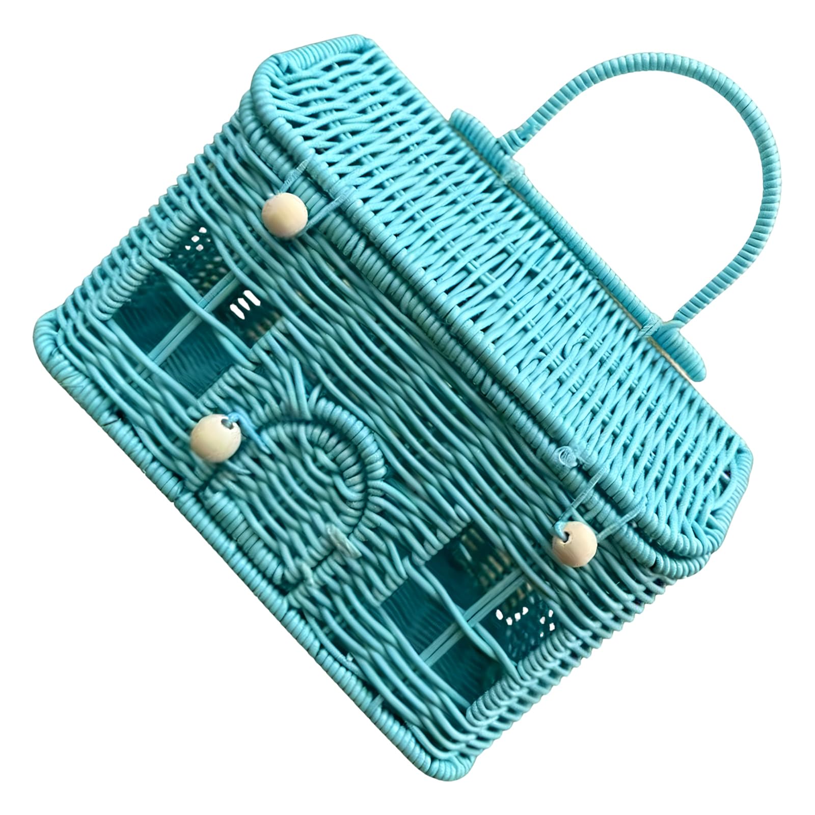 Tsophreniq Artistic Braided Grass Basket with Shoulder Strap and Cover Multipurpose Storage Solution for Beach or Living Room Shoulder Bag Basket