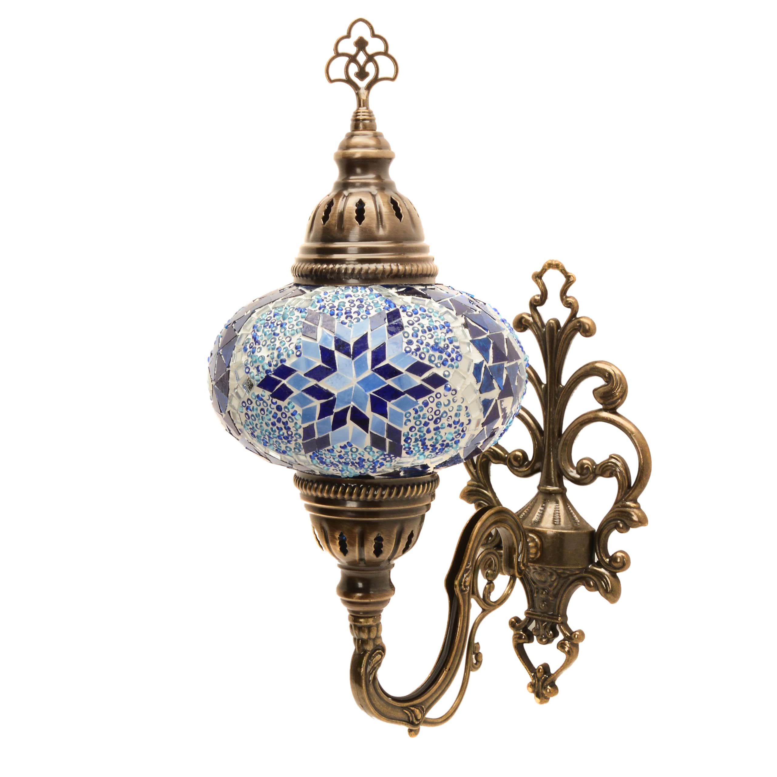 ENVA Turkish Moroccan Style Mosaic Multicolour Wall Sconce Light Lamp Large Globe