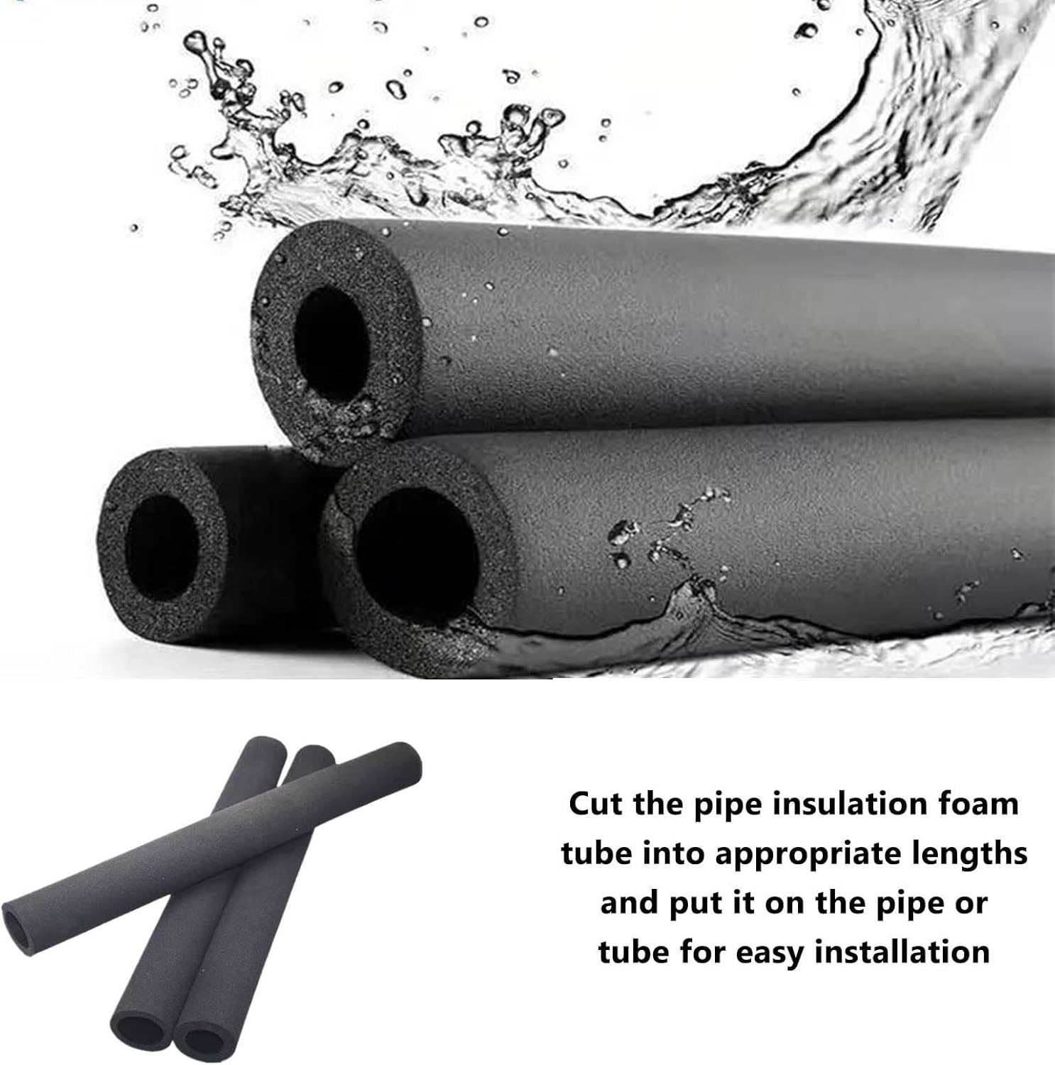 15mm Pipe X 25mm Thick，Foam Insulation Lagging，Frost Protection Sponge Protective Sleeve，for Antifreeze Insulation, Handle Grip，Soft Flexible Pipe Foam Insulation(ID60mmxT20mmx1.9m)
