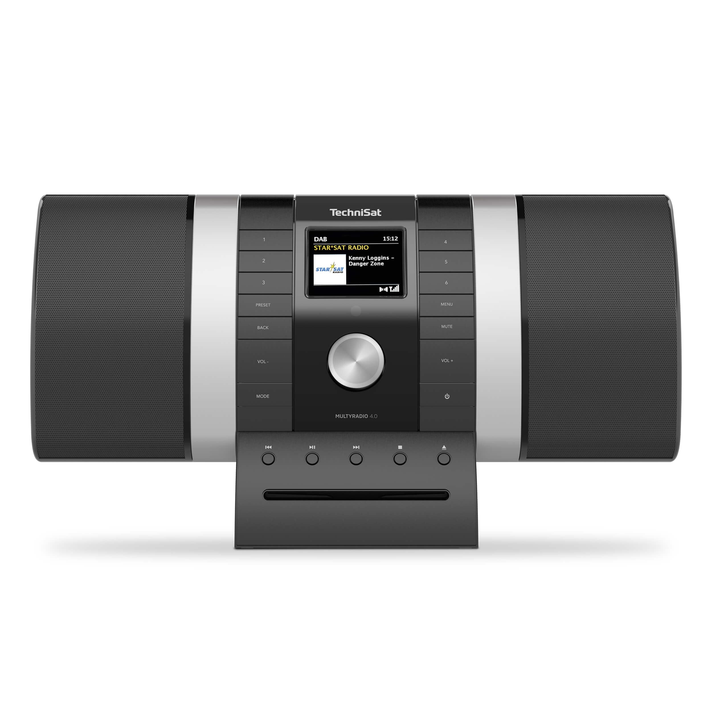 TechniSat MULTYRADIO 4.0 SE - Internetradio (WLAN Radio, DAB+, UKW, Spotify, Bluetooth, CD-Player, USB, Farbdisplay, 2 x 10 Watt Stereo Lautsprecher) Schwarz/Silber