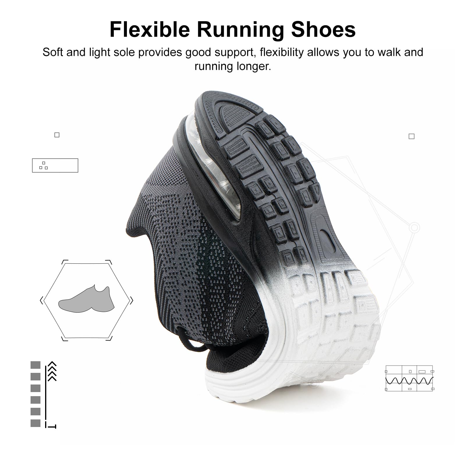 NEOKER Scarpe Running Uomo Donna Scarpe da Corsa Sneakers Scarpe Ginnastica Scarpe Trail Running Scarpe Sportive Platform Outdoor Nero Blu 36-48 EU