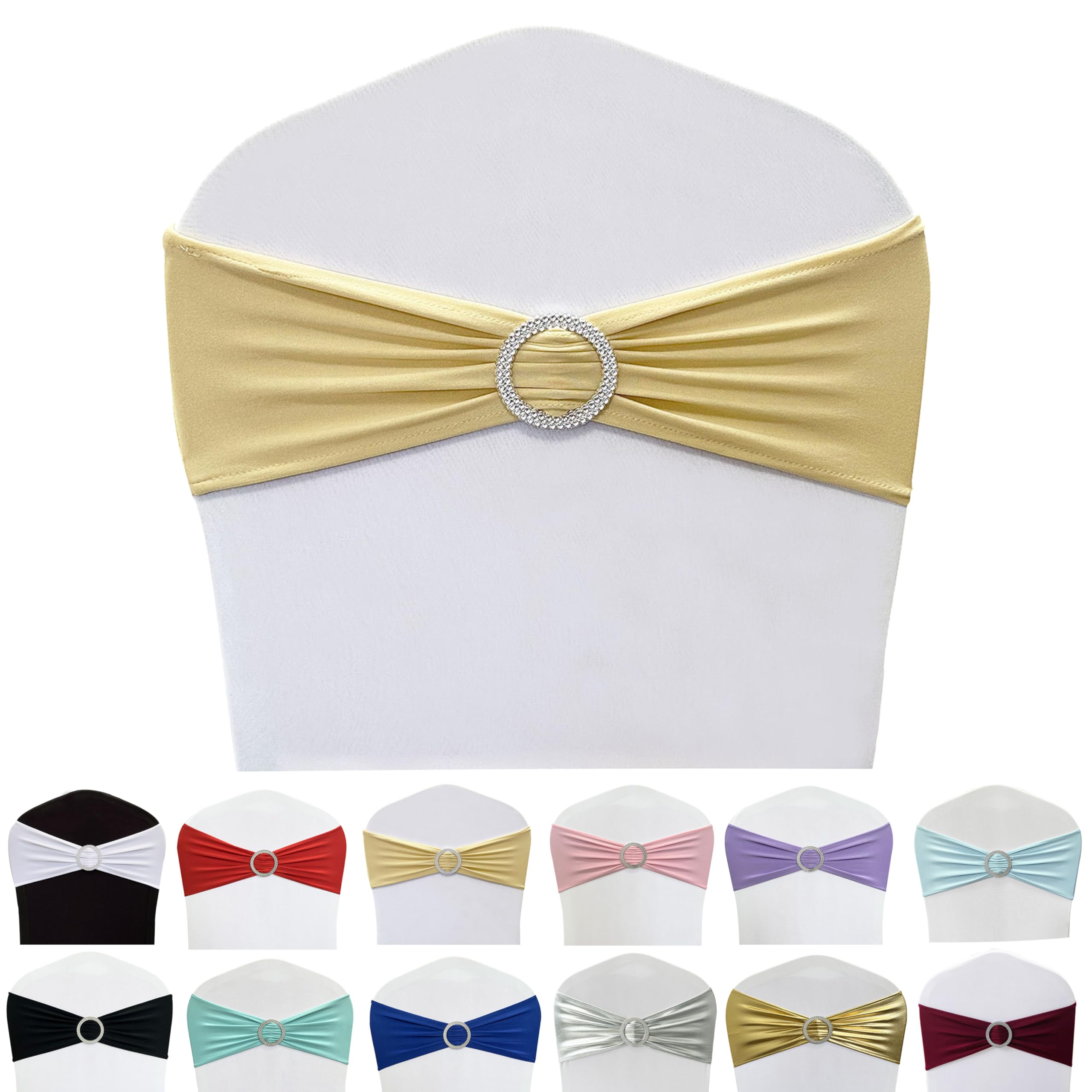Spandex Chair Sashes Bands, Champagne, 100PCS