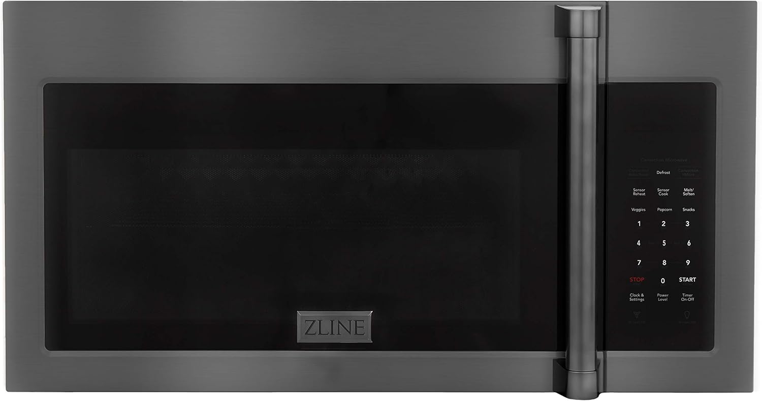 ZLINE 30" 1.5 cu. ft. Over the Range Microwave in Black Stainless Steel with Traditional Handle and Set of 2 Charcoal Filters (MWO-OTRCFH-30-BS)
