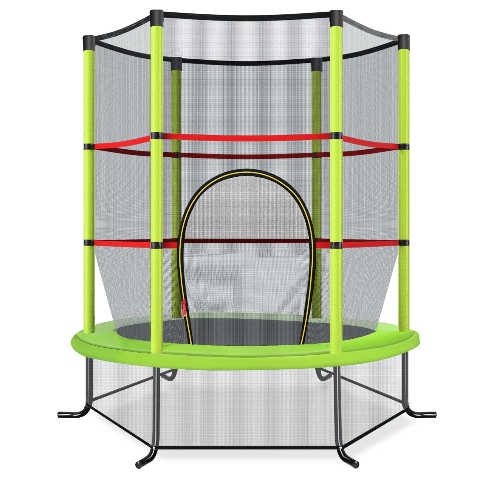 Kindertrampoline voor in de tuin 165CM met veiligheidsnet, veerondersteuning en stalen frame, blauw/kleurrijk/rood/groen/roze Kindertrampoline voor in de tuin 165CM met veiligheidsnet, veerondersteuning en stalen frame, blauw/kleurrijk/rood/groen/roze