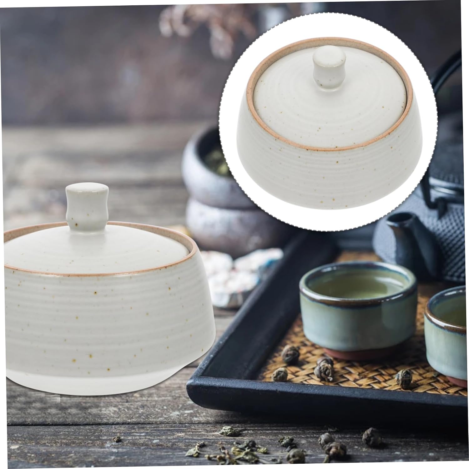UPKOCH Vintage Ceramic Storage Jar with Lid Elegant Porcelain Canister for Tea Sugar and Food Storage Moisture Kitchen Container for Tea Lovers