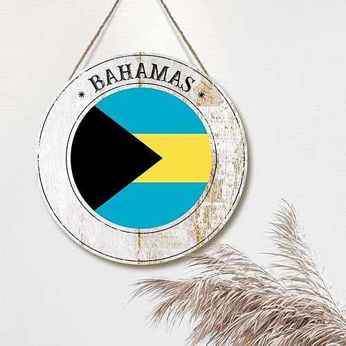Miniatura 4 de Placa redonda de madera de las Bahamas para la pared, corona de puerta delantera, bandera nacional, recuerdo, regalo de viaje, decoración de pared,