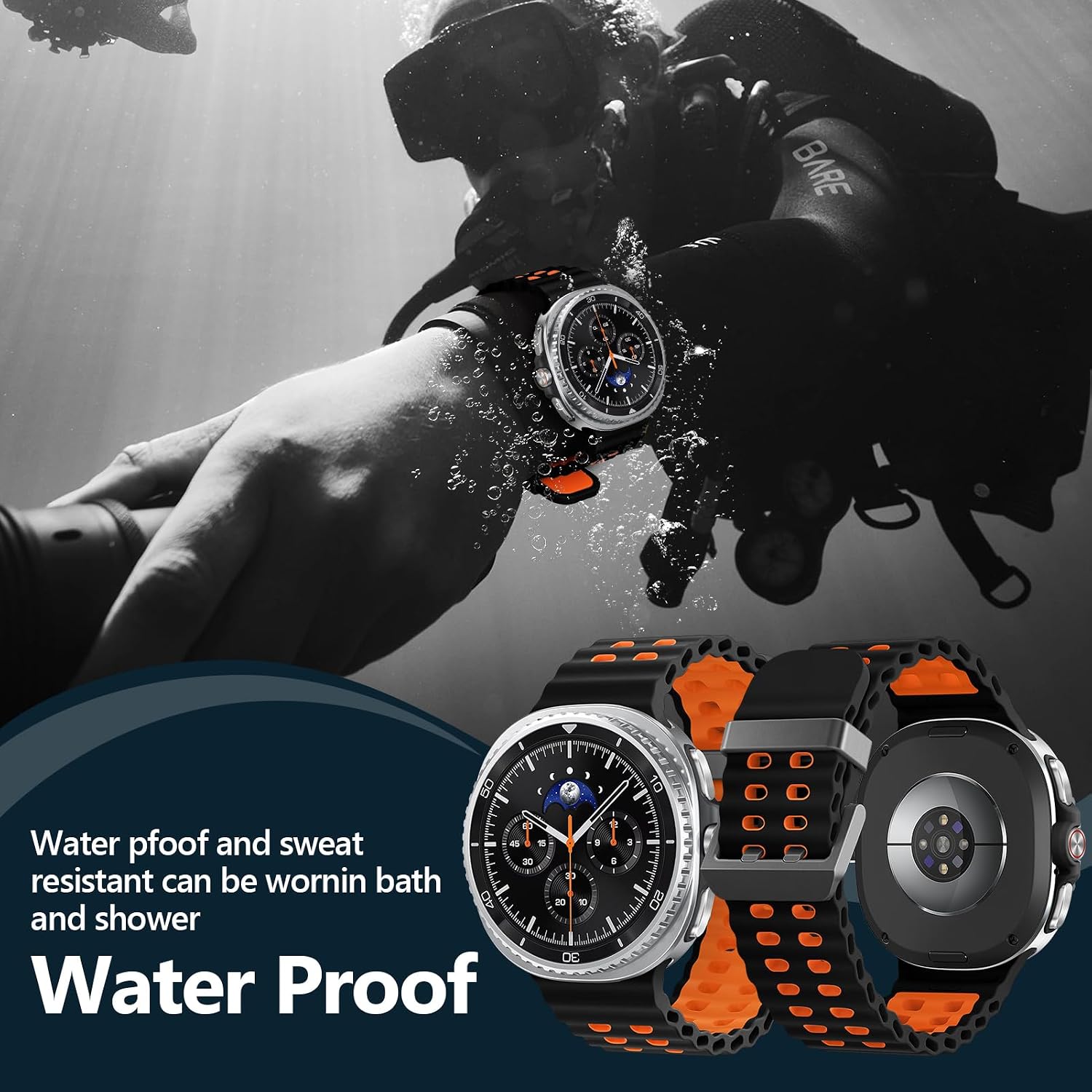 Marine Silicone Band for Samsung Galaxy Watch 9 8 40mm 44mm/8 Classic 46mm image 3