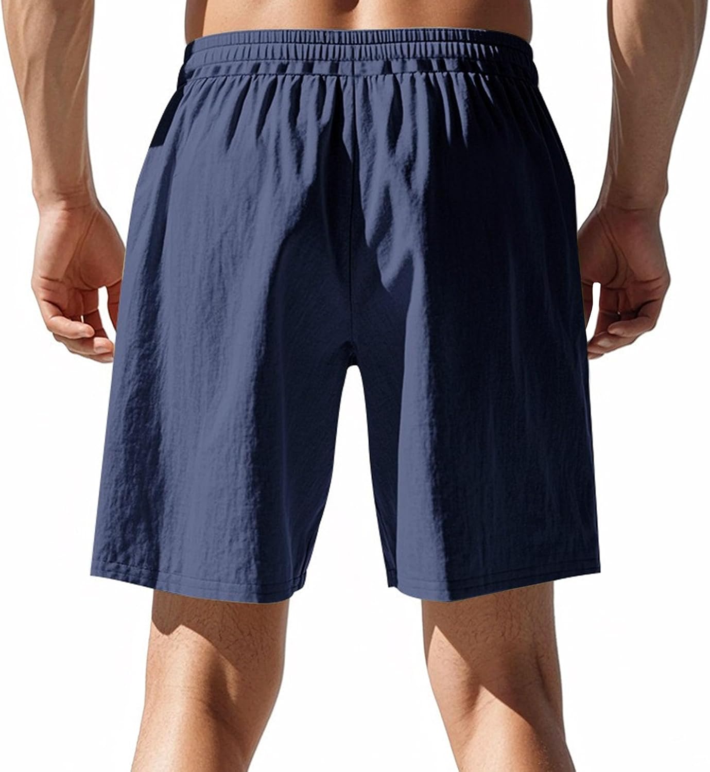 Maiyifu-GJ Men's Shorts Linen Cotton Casual Drawstring Athletic Shorts Summer Lightweight Elastic Waist Beach Short Pants