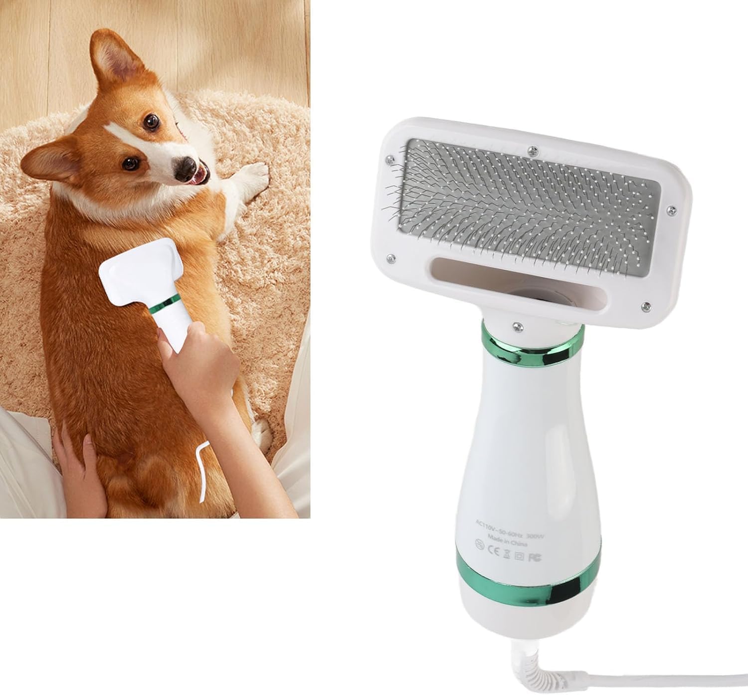 Pet Hair Dryer Blower, 2 in 1 Dog Hair Dryer Brush Adjustable Air Speed Pet Blow Dryer Lightweight Dog Blower Dryer Brush Fast Drying Dog Grooming Kit for Dogs