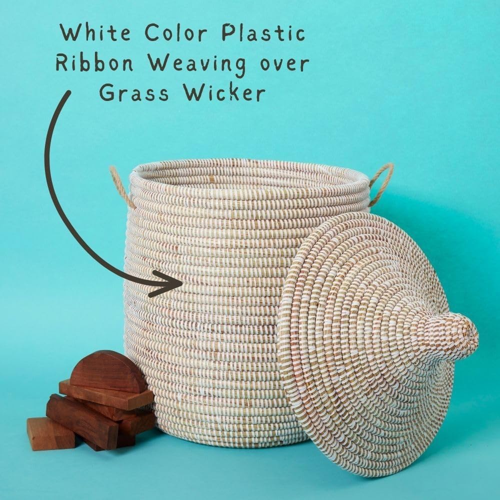 Basket Set for Laundry, Toys and Blankets, White, Set of 3pcs