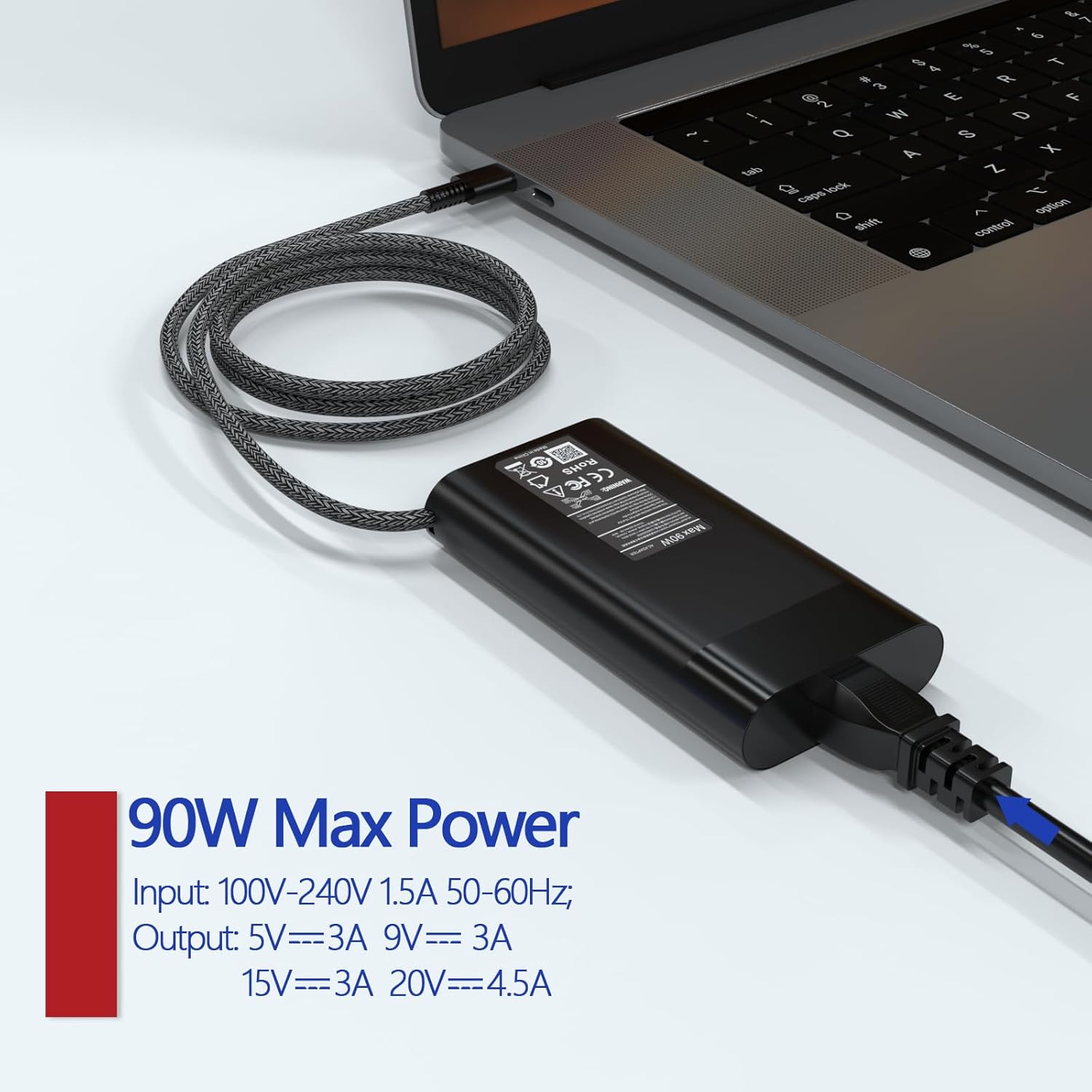 90W USB C Laptop Charger Compatible with HP Envy 17 X360 17.3" 16" 15.6" 2 in 1 Touchscreen 17-cw0097nr 17-cw0023dx 17t-cr1 15-ew 15-fe2-in-1 904144-850 Power Cord Adapter image 5 of 7 B0CKVG5CD8