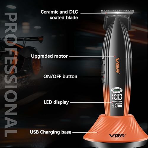 Miniatura 6 de VGR 889T - Cortadora de pelo profesional para hombres, 9000 rpm, inalámbrica, cortadora de pelo de alta velocidad, recortadora de barba con cuchilla