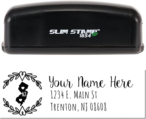 Miniatura 392 de State Love - Sello de dirección autoentintado para Texas, caja rosa, púrpura o negra, impresiones limpias y nítidas, diseño rectangular, tamaño 7/8