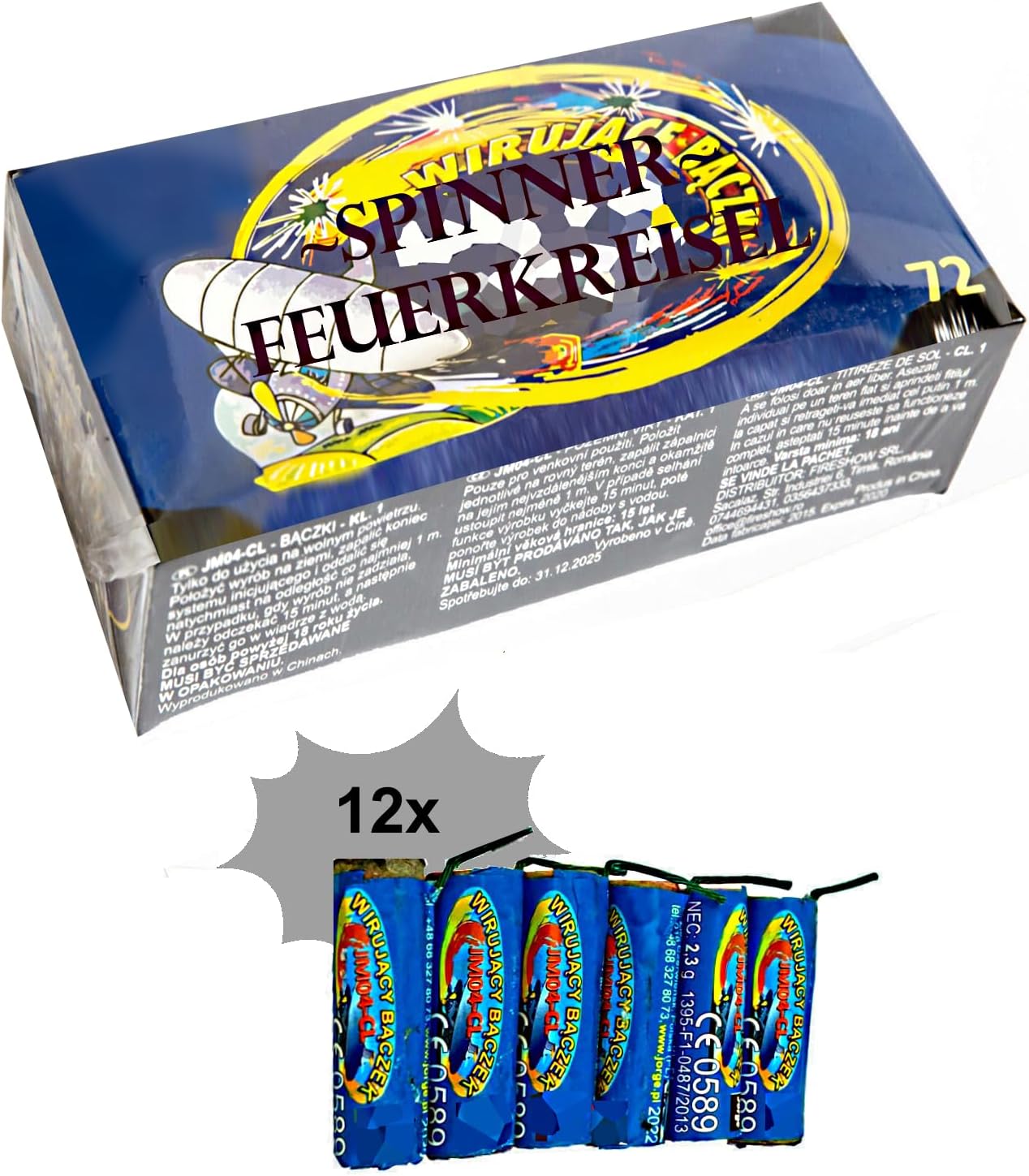 h2i Fire Spinner - Floor Swirls | 72 Pieces | Party Fun for Young & Large I for New Year's Eve, Halloween & Party Gift | Children & Youth Fireworks | i | All- Season Fireworks Cat. F1
