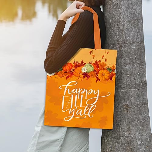 Miniatura 7 de Bolsas de lona Waline - Bolsas de regalo y compras de comestibles Happy Fall, 13.4 x 15.8 pulgadas