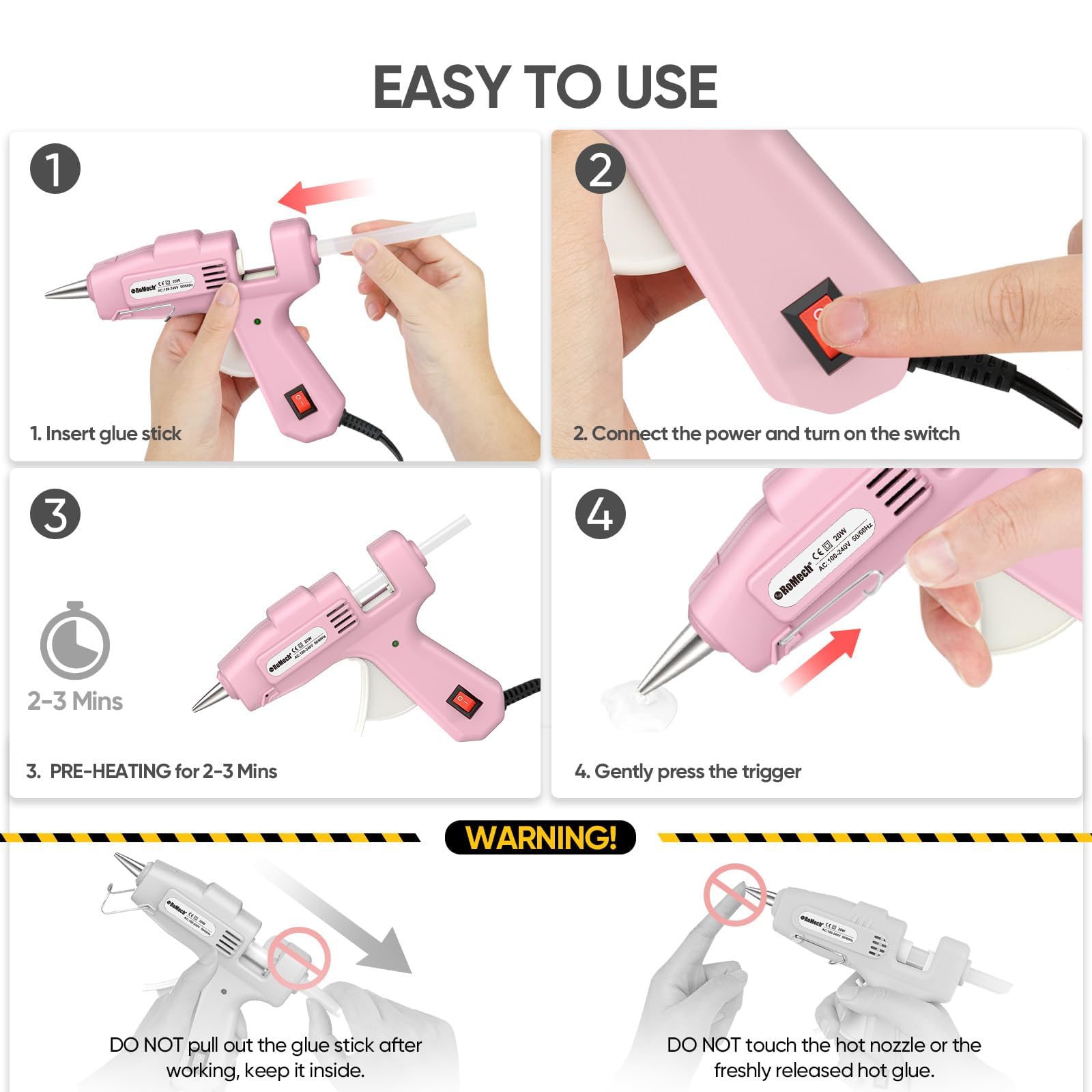 ROMECH Mini Hot Glue Gun Kit - 30 Sticks Included -5 ROMECH Mini Hot Glue Gun Kit - 30 Sticks Included -5