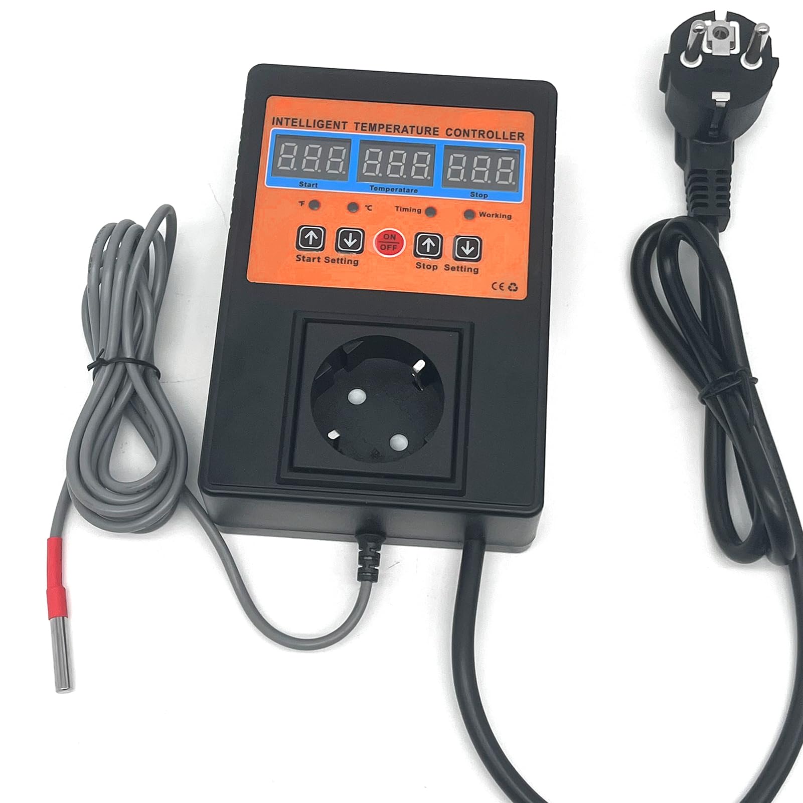 Digital Temperaturregler 230V Thermostat Digital Wasserdicht & Hitzebeständig Speicherfunktion bei Stromausfall 2m Sensorsonde -20°C ~ 120°C Geeignet für Aquarien,Inkubation,Kultivierung