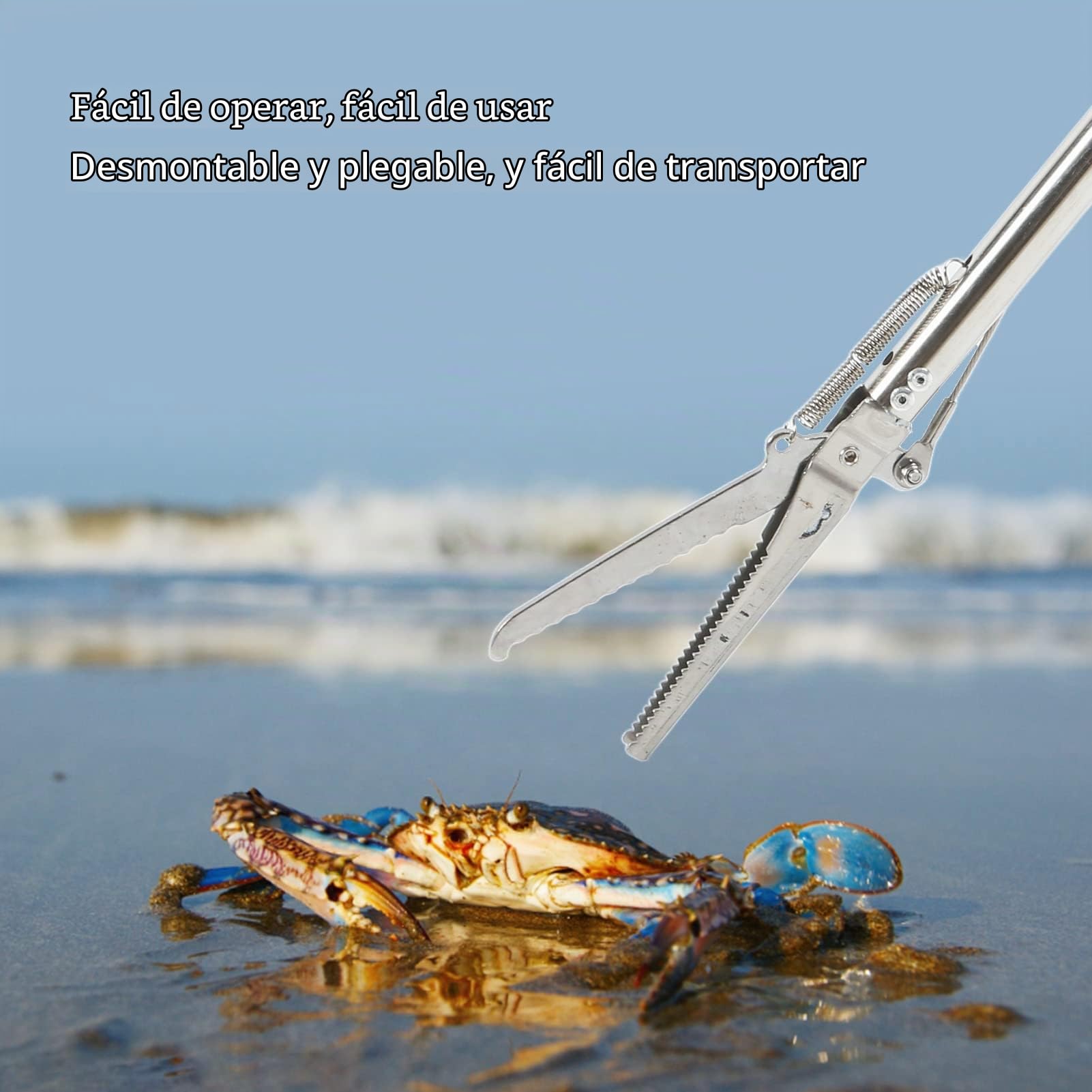 aqxreight Pinzas para Cangrejo De Acero Inoxidable 75cm Pinzas Largas para Pescado Y Mariscos con Punta Antideslizante Herramienta Multiusos para Cocina Parrilla Y Actividades Al Aire Plegables Y
