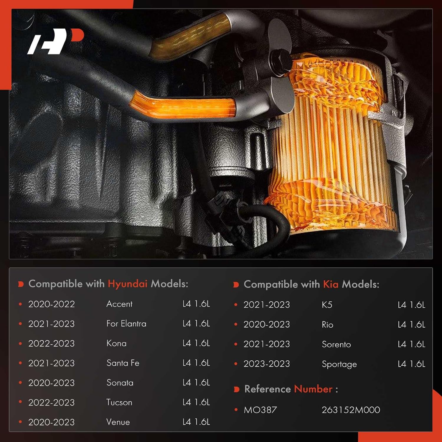 A-Premium Oil Filter Housing Cap Assembly Compatible with Hyundai Elantra 2021-2023, Sonata 2020-2023, Santa Fe 2021-2023, Accent 2020-2022, Tucson, Kona, Venue & Kia Sorento, Sportage, Rio, K5