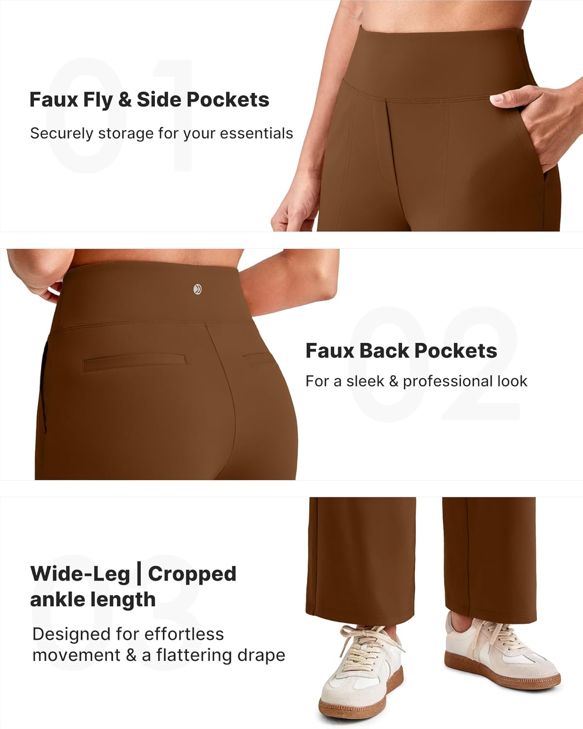 G4Free EverGoing Wide Leg Ankle Pants for Women 7/8 Length Yoga Dress Pants High Waist Stretch with Pockets Casual Work - Image 3