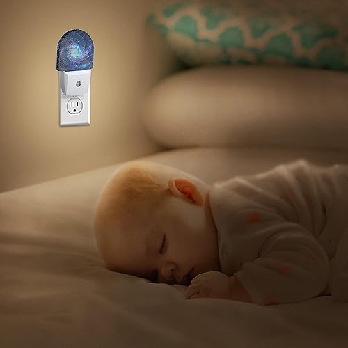 Miniatura 7 de Luz nocturna, luces nocturnas de estrella en espiral azul, enchufables a la pared, sensor de atardecer a amanecer para dormitorio, baño y sala de
