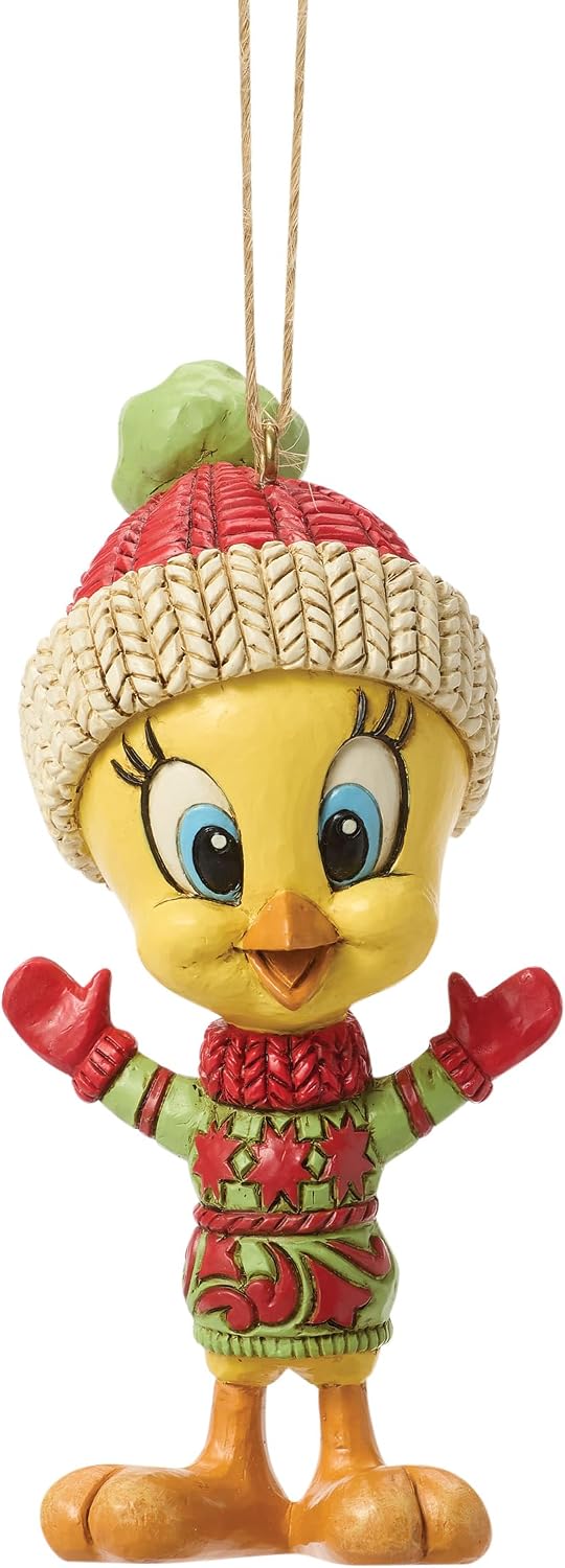 Enesco Looney Tunes by Jim Shore Tweety Bird Dressed in Winter Clothes Hanging Ornament, 4.02 Inch, Multicolor