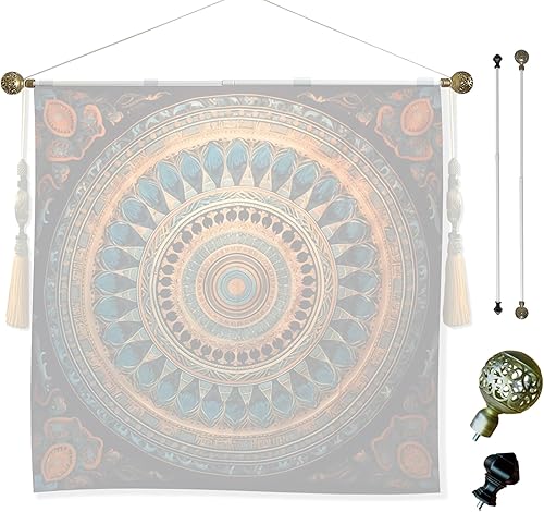 Miniatura 3 de HoHpHq (2 juegos de colgadores de pancartas para tapiz, telescópico y bloqueable, barra para colgar en la pared de 22 a 44 pulgadas para colcha,