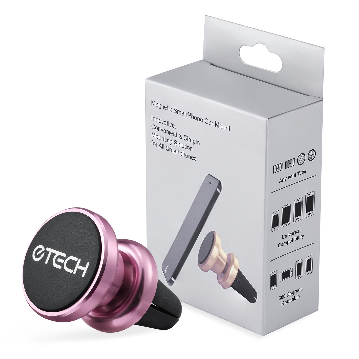 Soporte magnético para coche para iPhone X, 8 Plus, 7, 6S, 5S, Galaxy S5, S6, S7, S8, S9, Google Pixel, LG, y otros smartphones
