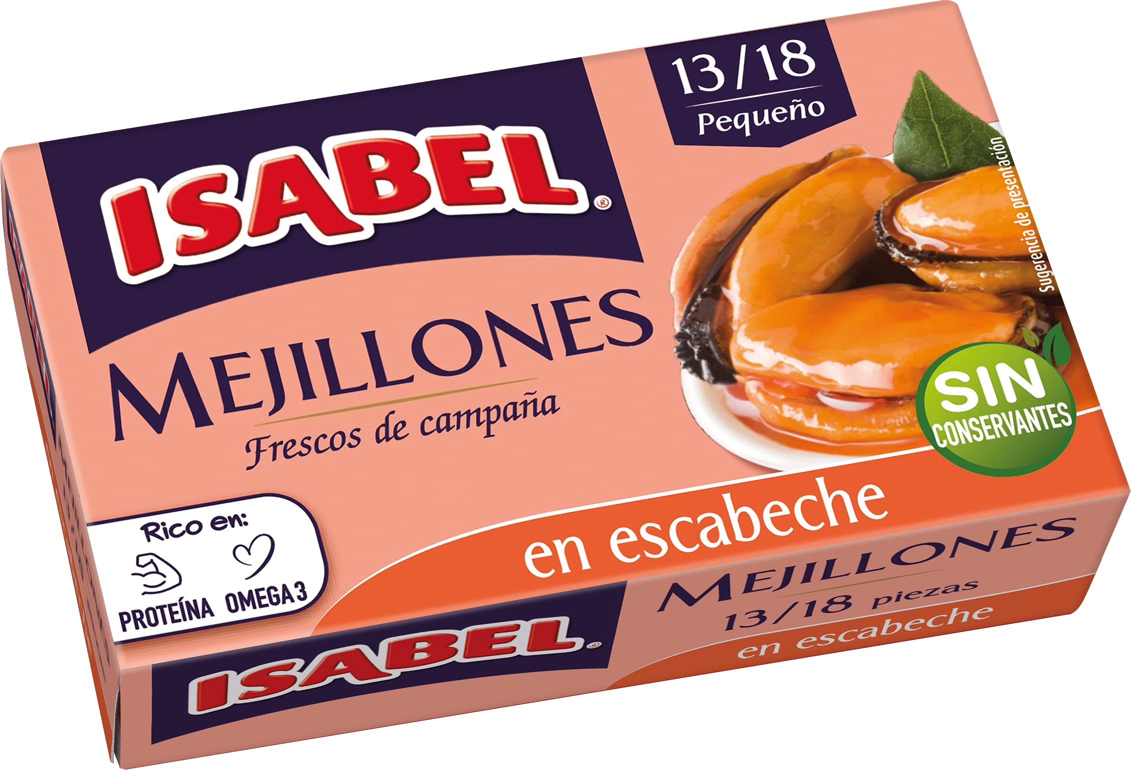 Isabel Caja 24 uds x 115g Mejillones en escabeche 13-18 piezas - Pack de 24