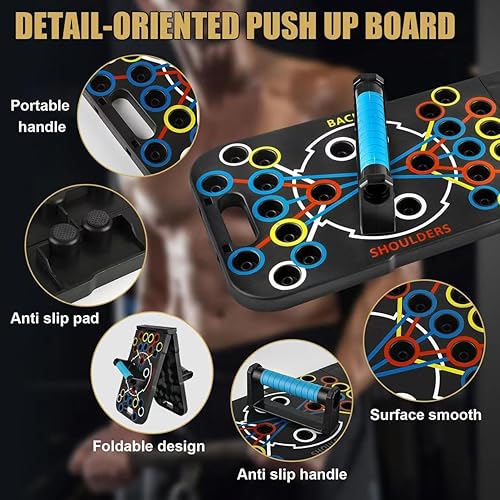 Miniatura 5 de Tabla de flexión plegable ajustable 56 en 1 para ejercicio, entrenamiento de fitness para entrenamiento de fuerza muscular máxima para hombres y