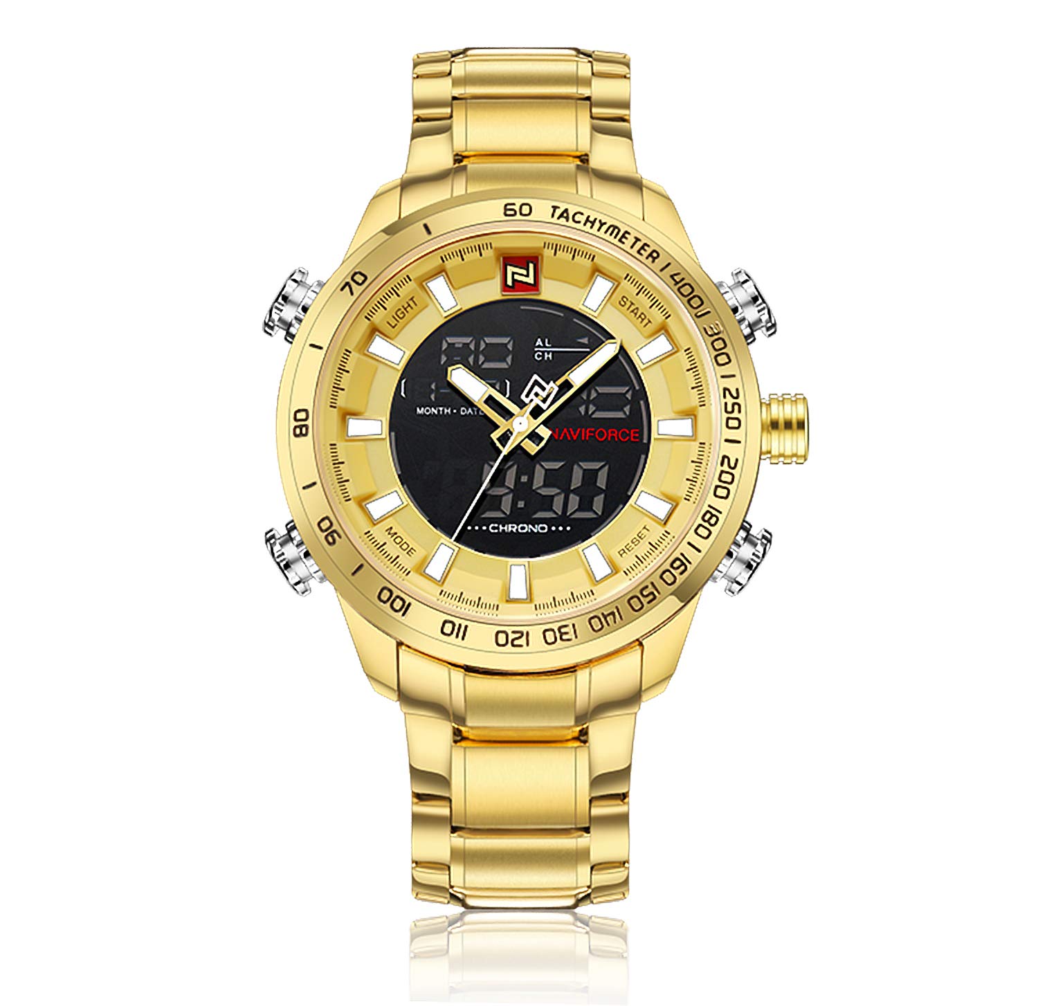 NAVIFORCE NF-9093GG Stainless Steel Analog-Digital Mens Watch (B07K5R2SH7) Amazon Price History, Amazon Price Tracker