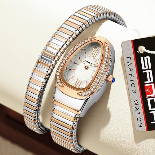 Miniatura 4 de Gosasa Elegante reloj de pulsera con forma de serpiente para mujer, diseño único, bobina de serpiente, vestido elegante, pulsera de diamantes, reloj